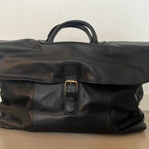Coach Black Leather Duffel Weekender Tote